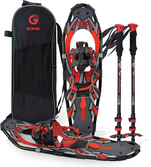 G2 21/25/30/36 Inches Light Weight Snowshoes with Toe Box, EVA Padded Ratchet Binding, Heel Lift, Flexible Pivot Bar, Durable Back Strap, Trekking Poles, Carrying Bag, Snow Baskets(5 Colors Available)