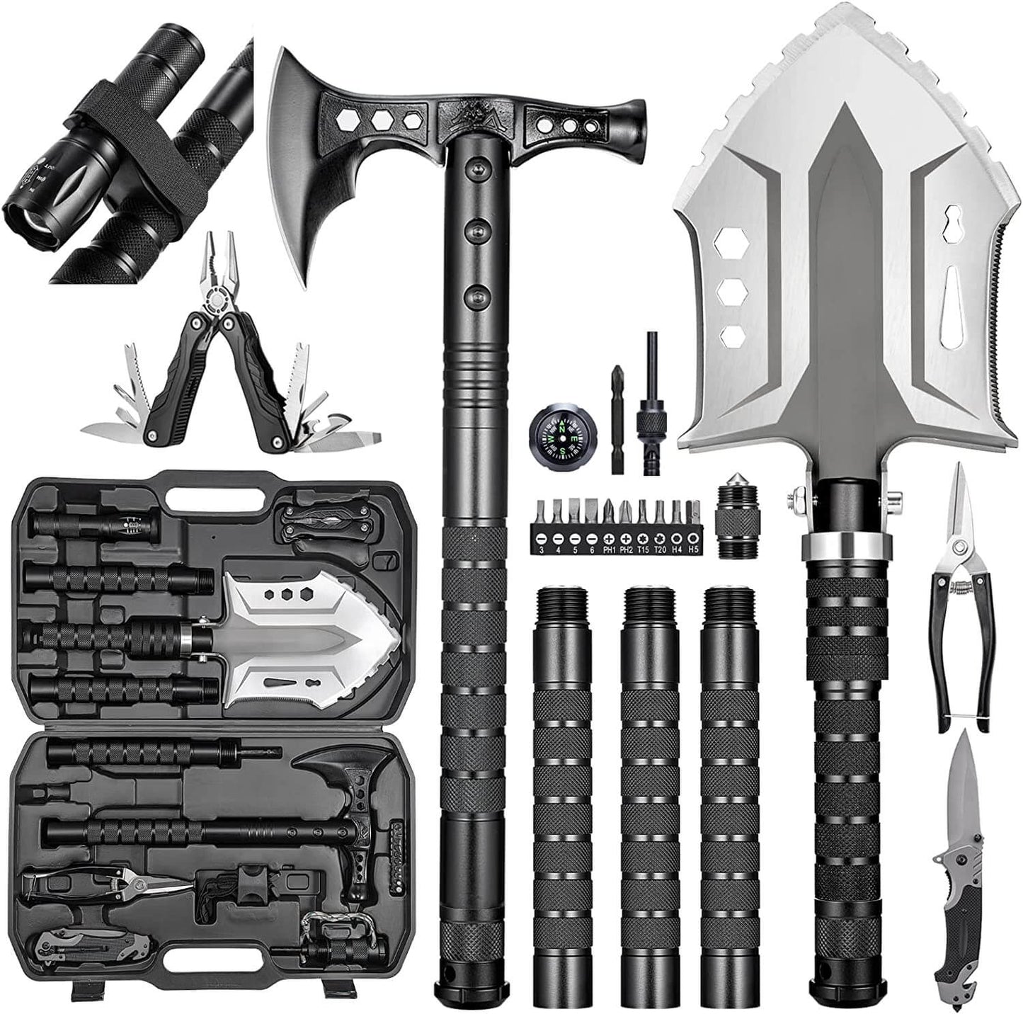 28 in 1 Survival Multi-Tool Shovel Kit