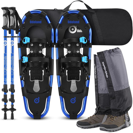 21/25/30 Inch Snowshoes with Trekking Poles for Men Women Youth, Waterproof Snow Leg Gaiters and Carrying Bag, Lightweight Aluminum, Heel Lift, Snow Shoes Easy to Wear