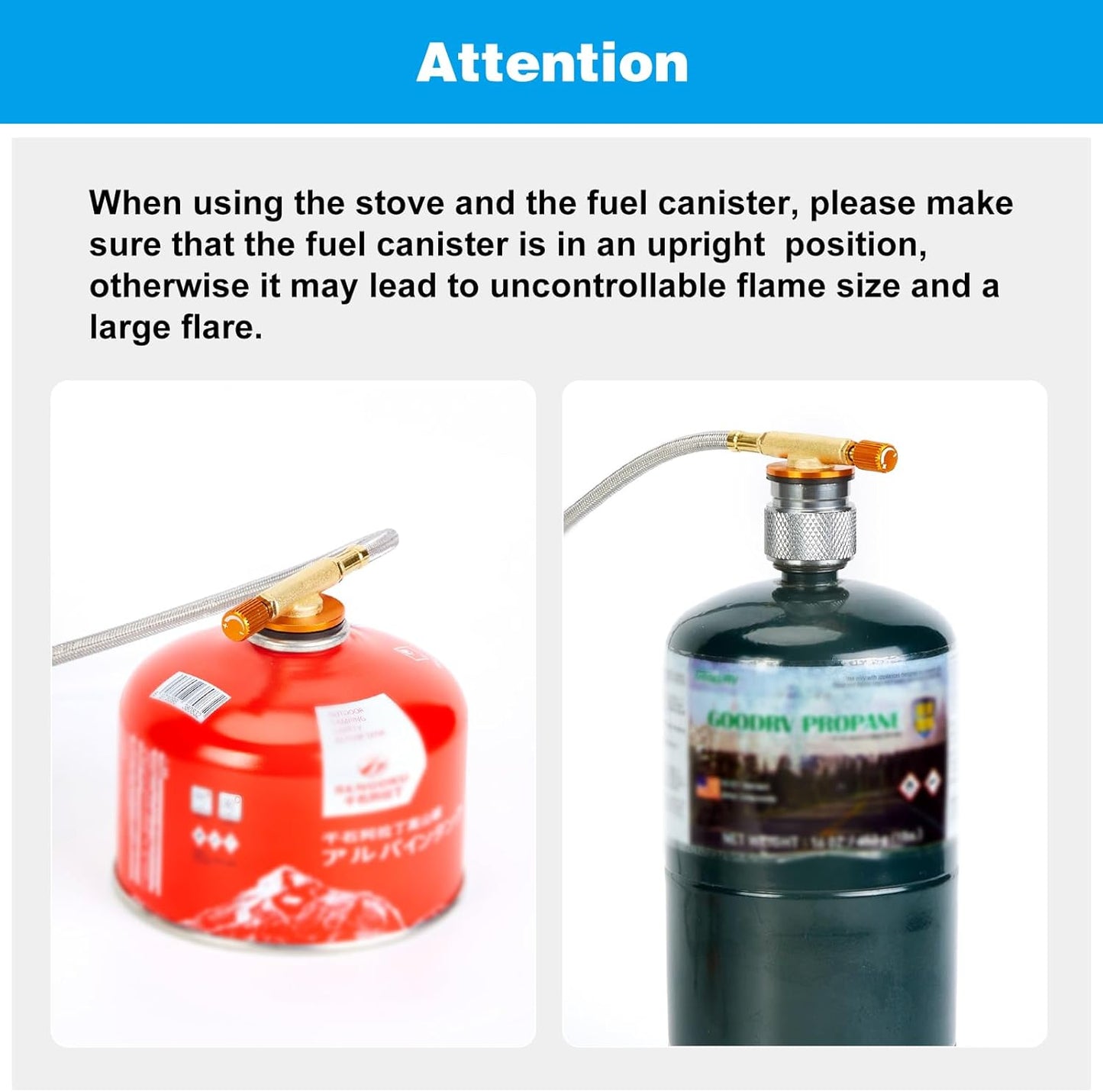 Camping Gas Stove, 3700W Portable Backpacking Stove with Piezo Ignition, Portable Burner, Camping Stove Adapter and Carrying Case for Outdoor Cooking