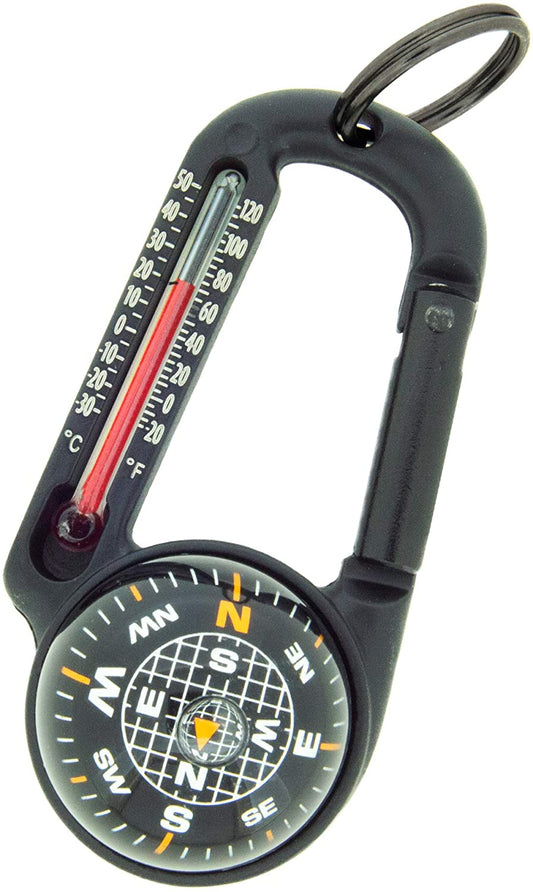 Tempacomp - Ball Compass and Thermometer Carabiner | Hiking, Backpacking, and Camping Accessory | Clip on to Pack, Parka, or Jacket