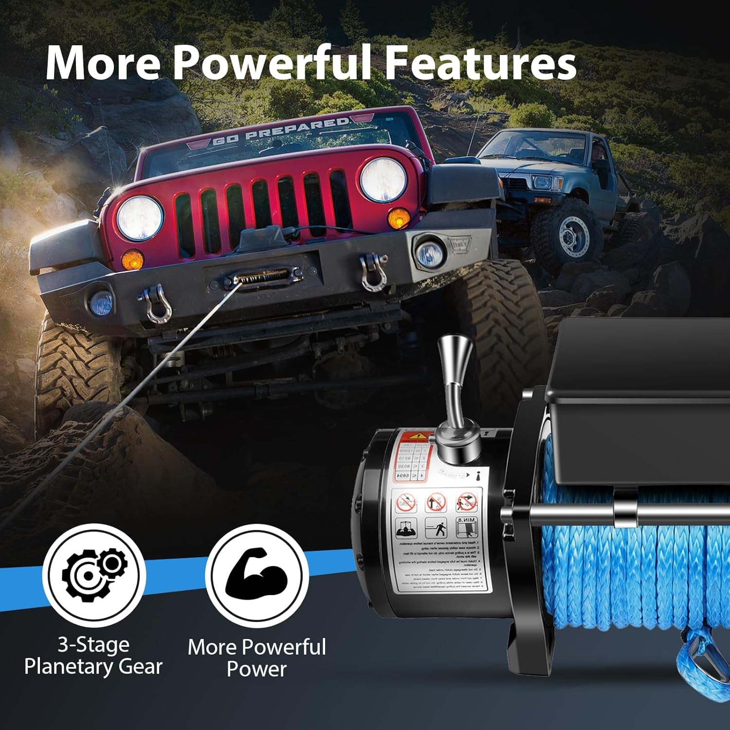 12000LBS Electric Winch Kit, ATV UTV Winch Truck Winch, 12V Winch Synthetic Rope Winch, with 2X Wireless Remote Controller & Hand Controller & Control Box Assembly & Aluminum Fairlead